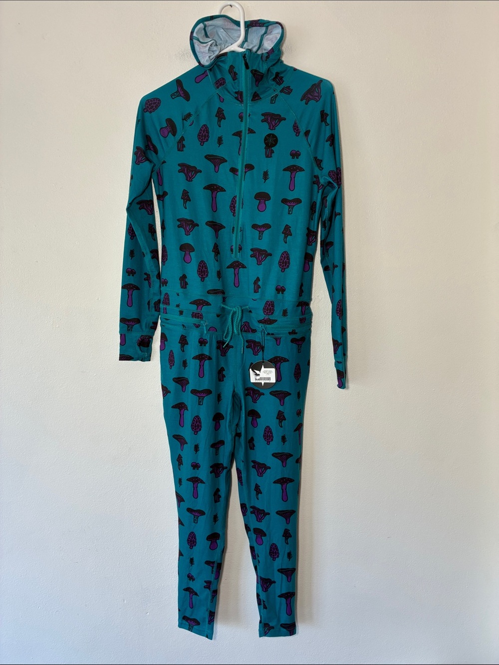 AIRBLASTER Classic Ninja Suit Onesie Base Layer Teal Mushrooms
